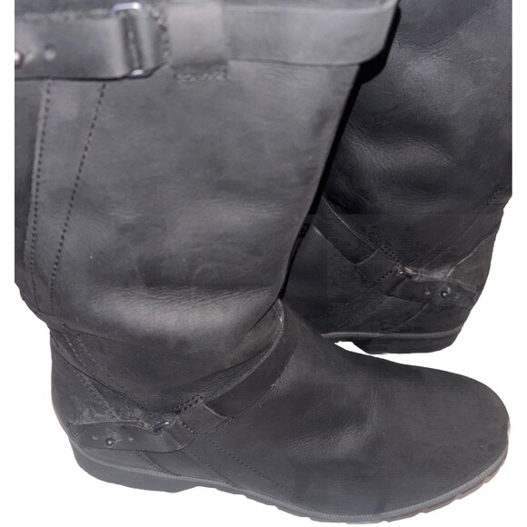 Teva DeLaVina Women's Size 8 Tall Black Leather Waterproof 1003011 Boots New - Picture 2 of 16
